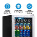 Newair 90 Can Freestanding Beverage Fridge – 17" Stainless Steel - Features of the fridge shown