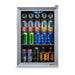 Newair 90 Can Freestanding Beverage Fridge – 17" Stainless Steel - Front view loaded inside closed door