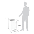 Newair 90 Can Freestanding Beverage Fridge – 17" Stainless Steel - dimensions of the fridge in comparison with human height