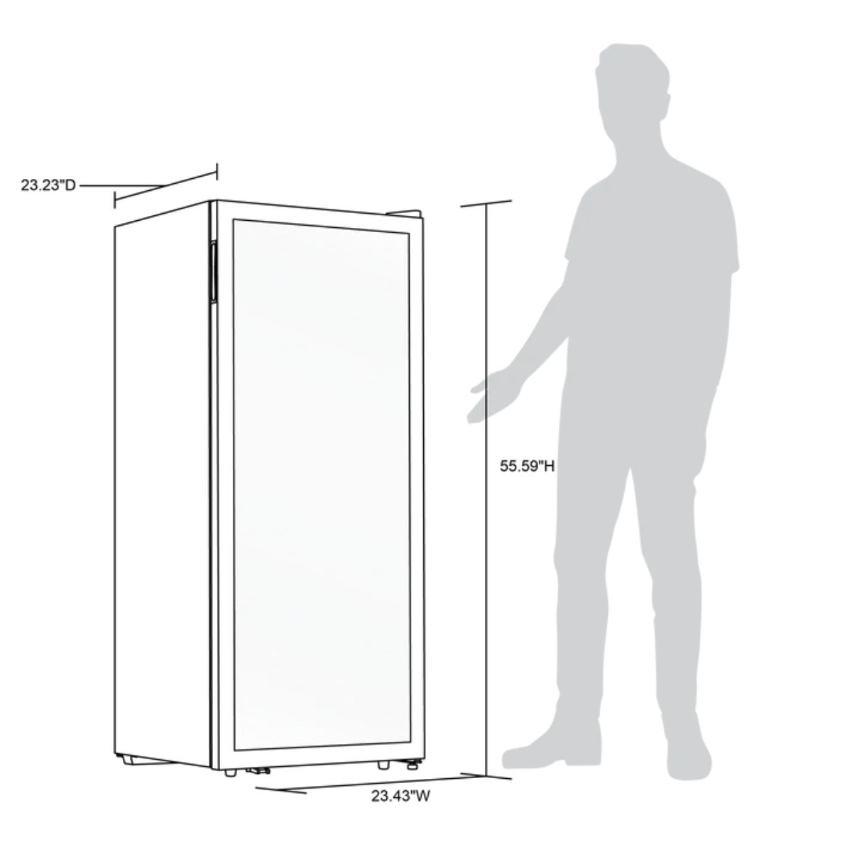 Newair 98 Bottle Dual Zone Wine Fridge – 23" Stainless Steel - Dimensions of the Fridge with Comparison shown