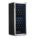 Newair 98 Bottle Dual Zone Wine Fridge – 23" Stainless Steel - Front Left View - Loaded Shelves - Closed Door