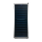 Newair 98 Bottle Dual Zone Wine Fridge – 23" Stainless Steel - Front View - Empty Shelves - Closed Door