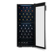 Newair 98 Bottle Dual Zone Wine Fridge – 23" Stainless Steel - Front View - Loaded Shelves - Open Door