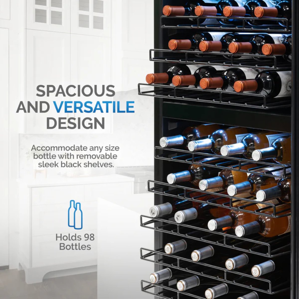 Newair 98 Bottle Dual Zone Wine Fridge – 23" Stainless Steel - Spacious and Versatile Design