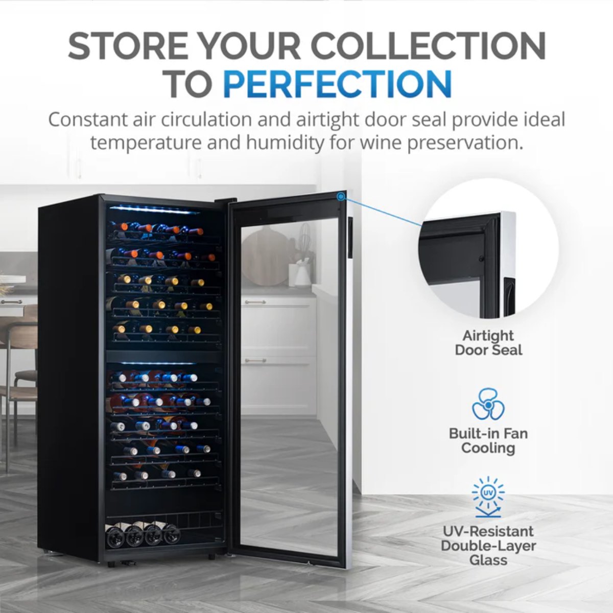 Newair 98 Bottle Dual Zone Wine Fridge – 23" Stainless Steel - Store your collection to perfection