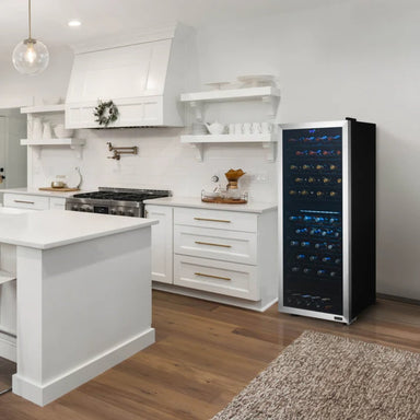 Newair 98 Bottle Dual Zone Wine Fridge – 23" Stainless Steel - Wine Fridge shown in the Kitchen