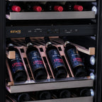 Newair ESTATE 160 Bottle Wine Fridge – 29" Stainless Steel - Display Shelf for Presentation Close up view