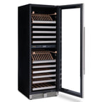 Newair ESTATE 160 Bottle Wine Fridge – 29" Stainless Steel - Front Left View - Empty Shelves - Opened