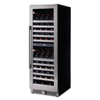 Newair ESTATE 160 Bottle Wine Fridge – 29" Stainless Steel - Front Right View - Loaded Shelves