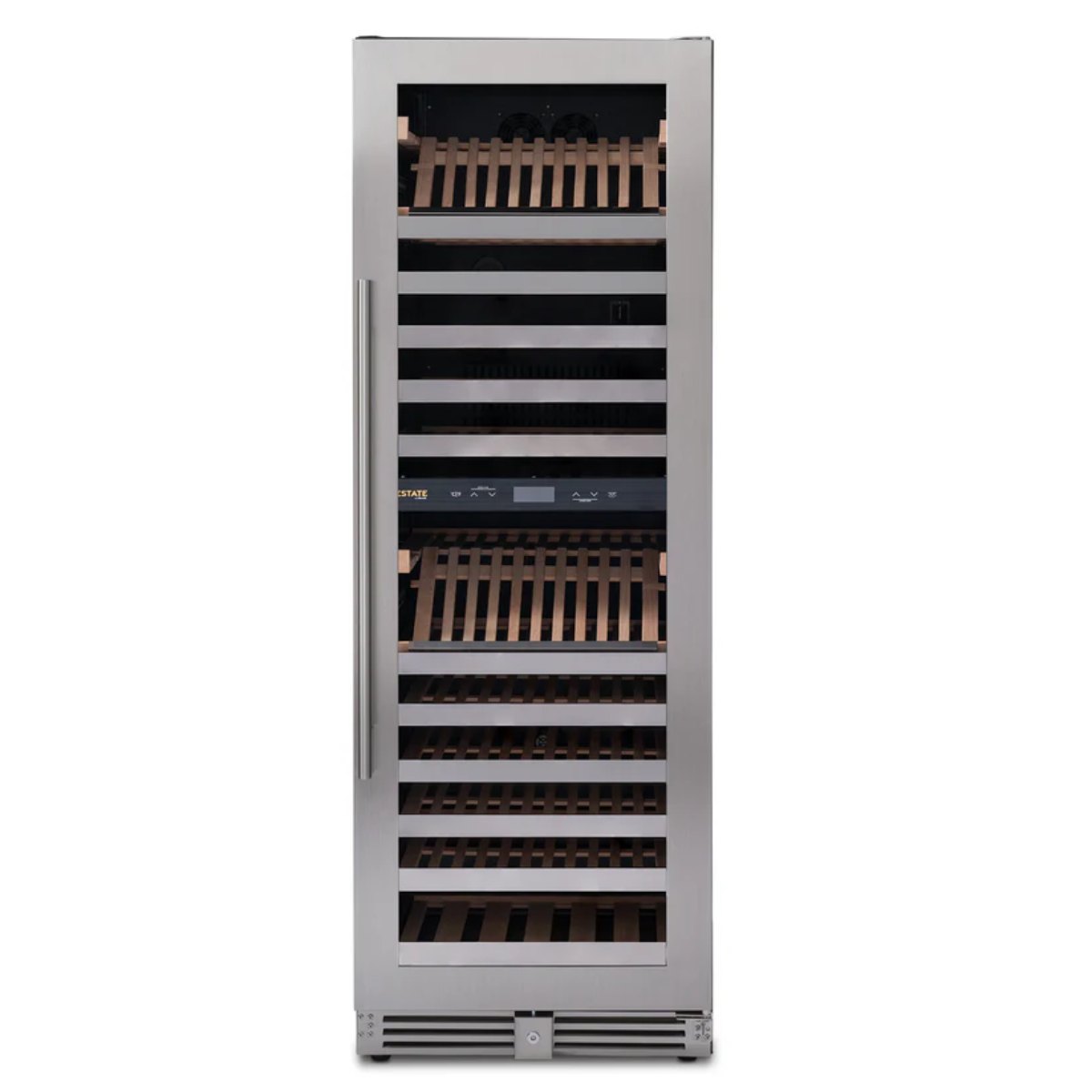 Newair ESTATE 160 Bottle Wine Fridge – 29" Stainless Steel - Front View - Empty Shelves