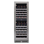 Newair ESTATE 160 Bottle Wine Fridge – 29" Stainless Steel - Front View - Loaded Shelves