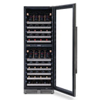 Newair ESTATE 160 Bottle Wine Fridge – 29" Stainless Steel - Front View - Loaded Shelves - Opened