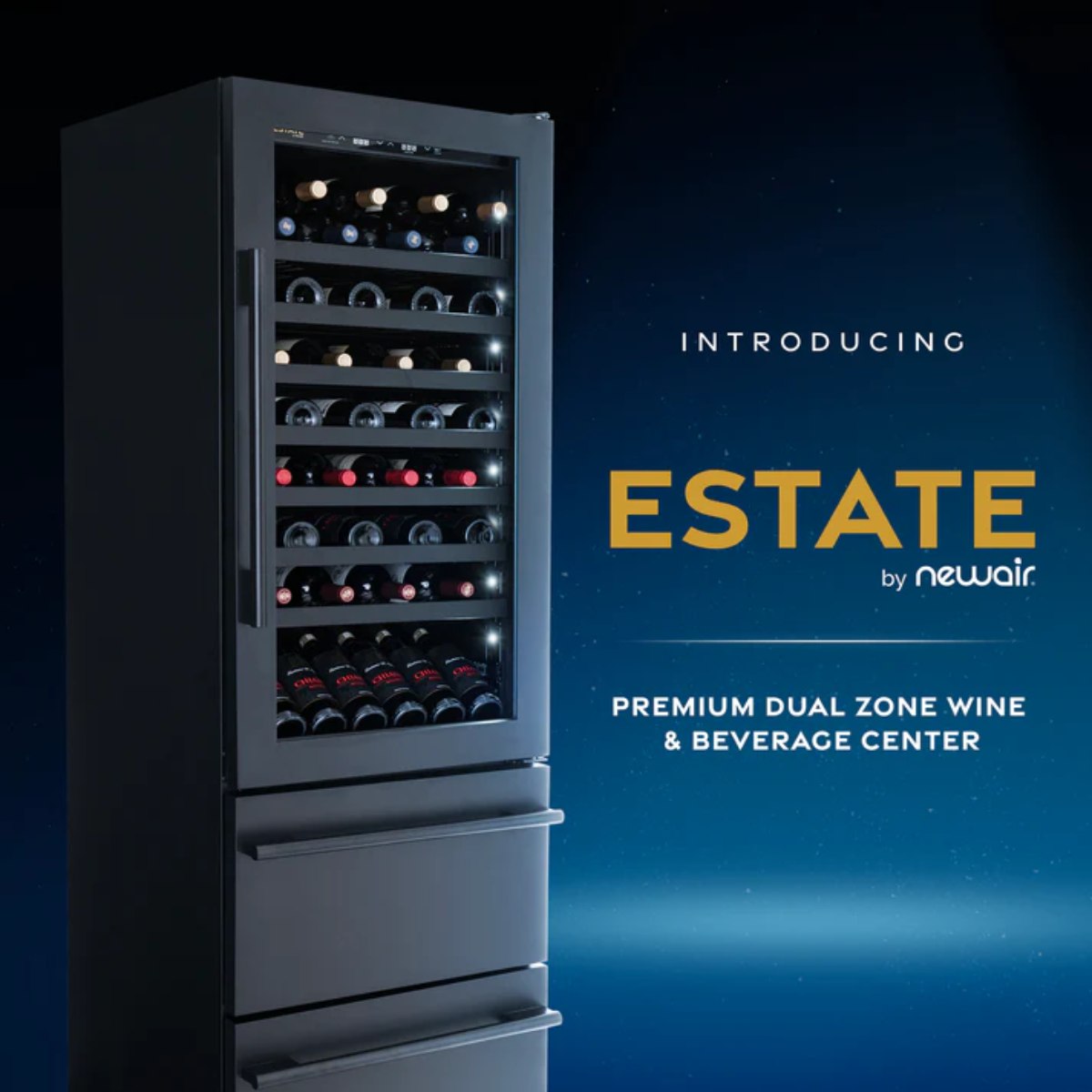 Newair ESTATE 24" Premium Dual Zone Wine Fridge & Beverage Center - Dual Zone Wine and Beverage Center Fridge