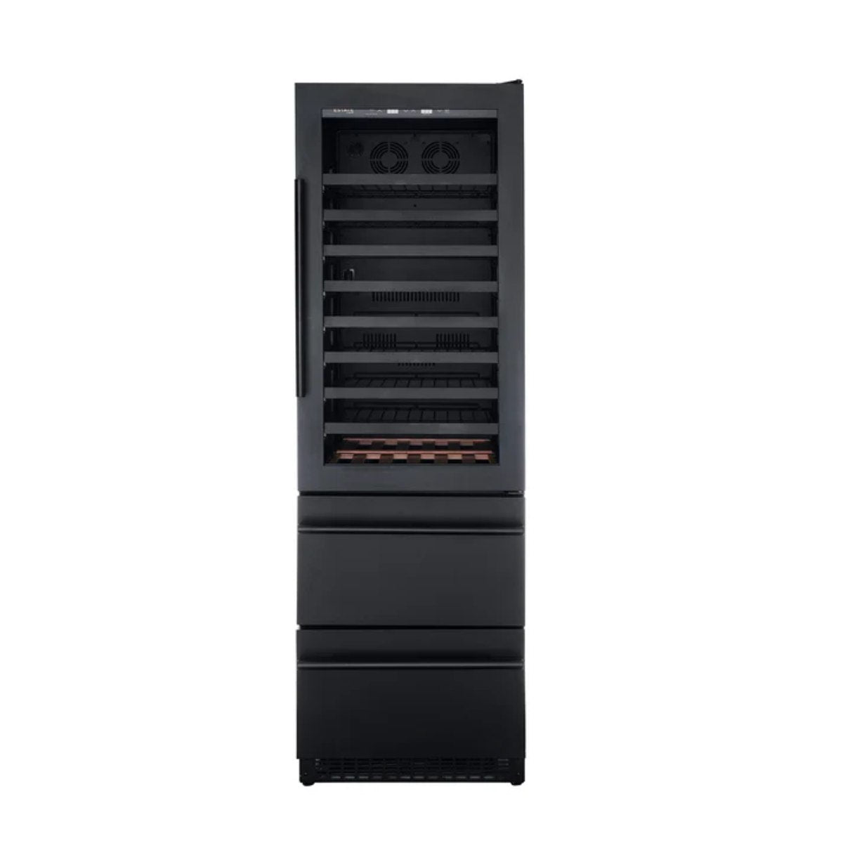 Newair ESTATE 24" Premium Dual Zone Wine Fridge & Beverage Center - Front View - Empty Shelves - Closed Door