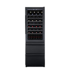Newair ESTATE 24" Premium Dual Zone Wine Fridge & Beverage Center - Front View - Loaded Shelves - Closed Door