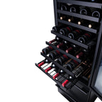 Newair ESTATE 24" Premium Dual Zone Wine Fridge & Beverage Center - Top View of the Adjustable Wine Racks of the Fridge