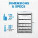 Newair FlipShelf 179 Can, 49 Bottle Reversible Shelves Fridge – 24" -  Dimensions and Specifications Shown