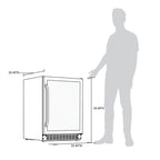 Newair FlipShelf 179 Can, 49 Bottle Reversible Shelves Fridge – 24" - Dimensions of the Fridge Shown with Human Height Comparison