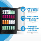 Newair FlipShelf 179 Can, 49 Bottle Reversible Shelves Fridge – 24" - Features of the Fridge Shown