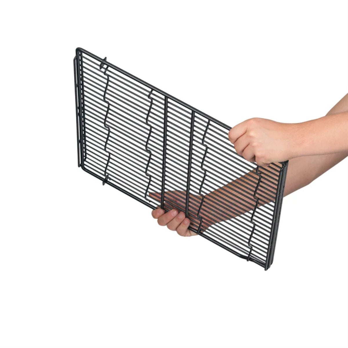 Newair FlipShelf 179 Can, 49 Bottle Reversible Shelves Fridge – 24" - Man holding the shelf