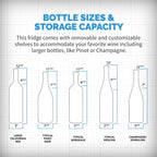 Newair FlipShelf 70 Can, 20 Bottle Built In Dual Zone Fridge – 24" - Bottle Sizes and Storage Capacity