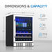 Newair FlipShelf 70 Can, 20 Bottle Built In Dual Zone Fridge – 24" - Dimensions and Capacity Shown