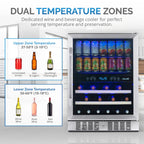 Newair FlipShelf 70 Can, 20 Bottle Built In Dual Zone Fridge – 24" - Dual Temperature Zones Upper and Lower