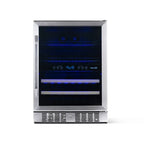 Newair FlipShelf 70 Can, 20 Bottle Built In Dual Zone Fridge – 24" - Front View - Empty Shelves - Closed Door