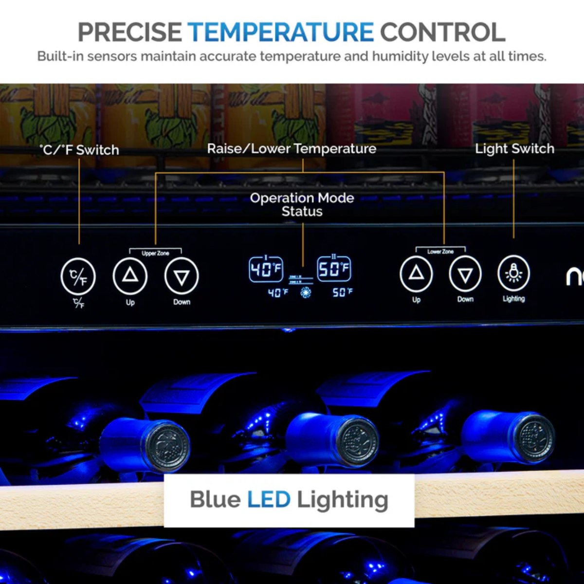 Newair FlipShelf 70 Can, 20 Bottle Built In Dual Zone Fridge – 24" - Precise Temperature Control