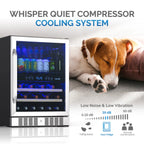 Newair FlipShelf 70 Can, 20 Bottle Built In Dual Zone Fridge – 24" - Whisper Quiet Compressor Cooling System