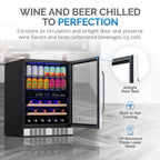 Newair FlipShelf 70 Can, 20 Bottle Built In Dual Zone Fridge – 24" - Wine and Beer Chilled to Perfection