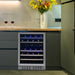 Newair Premium 46 Bottle Built-In Wine Fridge – 23.5" Stainless Steel - Close up view of the fridge with stainless steel frame in modern kitchen