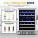 Newair Premium 46 Bottle Built-In Wine Fridge – 23.5" Stainless Steel - Dual Temperature Zones Upper Zone and Lower Zone