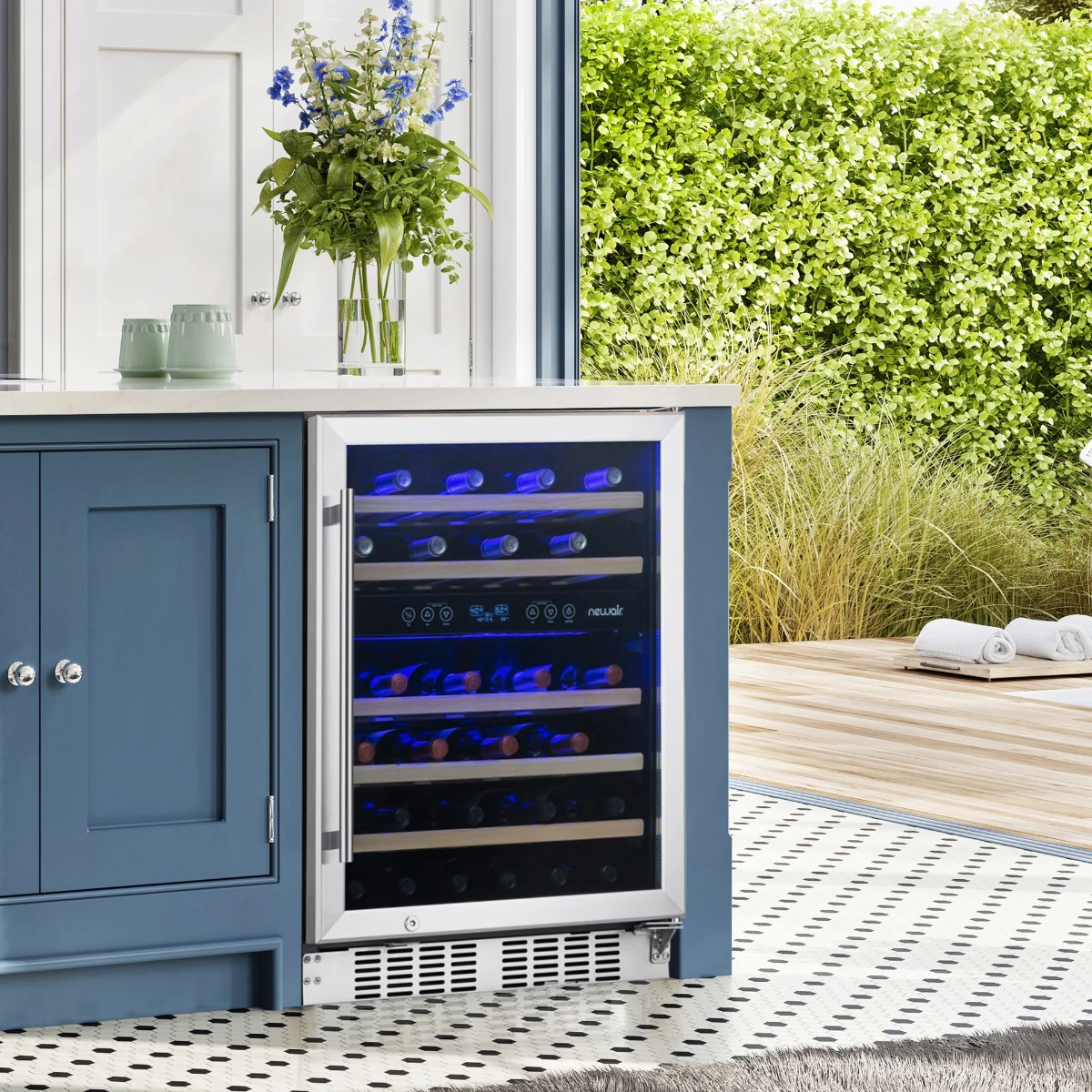 Newair Premium 46 Bottle Built-In Wine Fridge – 23.5" Stainless Steel - Fridge in kitchen setup