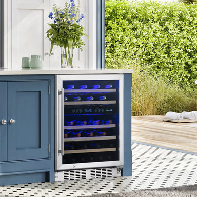 Newair Premium 46 Bottle Built-In Wine Fridge – 23.5" Stainless Steel - Fridge in kitchen setup