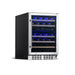 Newair Premium 46 Bottle Built-In Wine Fridge – 23.5" Stainless Steel - Front Left View - Loaded Fridge - Closed Door