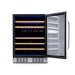 Newair Premium 46 Bottle Built-In Wine Fridge – 23.5" Stainless Steel - Front View - Empty Fridge - Open Door