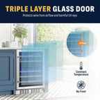 Newair Premium 46 Bottle Built-In Wine Fridge – 23.5" Stainless Steel - Triple Layer Glass Door - Protects from UV Rays
