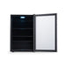 Newair SplitShelf 160-Can Freestanding Stainless Steel Beverage Fridge - Front view empty inside open door