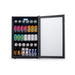Newair SplitShelf 160-Can Freestanding Stainless Steel Beverage Fridge - Front view loaded inside open door