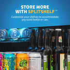 Newair SplitShelf 160-Can Freestanding Stainless Steel Beverage Fridge - Store more with SplitShelf