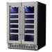 Silhouette Napa 24” French Door Dual Zone 42-Bottle Wine Cooler - Front right view empty shelves closed door