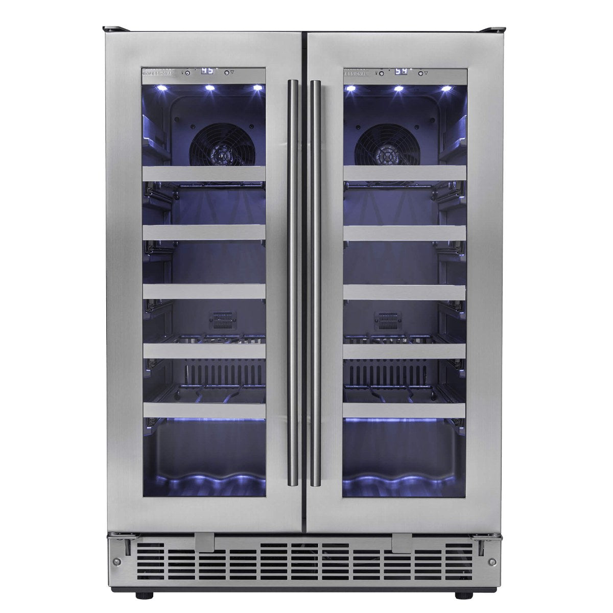 Silhouette Napa 24” French Door Dual Zone 42-Bottle Wine Cooler - Front  view empty shelves closed door
