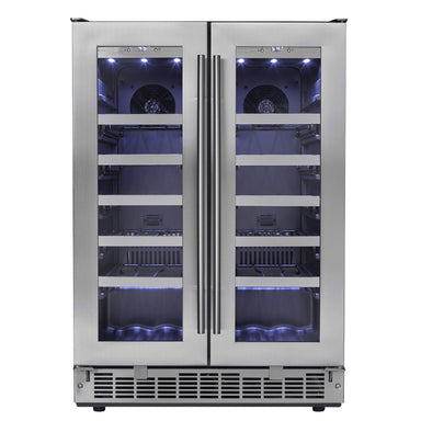 Silhouette Napa 24” French Door Dual Zone 42-Bottle Wine Cooler - Front  view empty shelves closed door