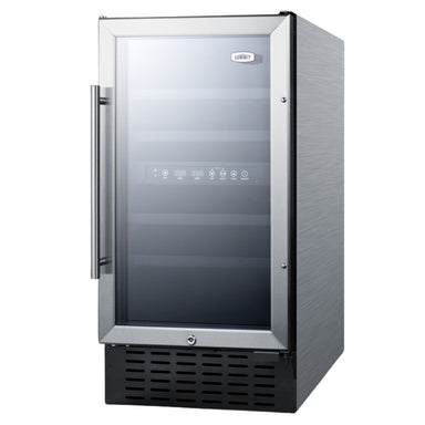 Summit 18″ ADA Compliant Dual Zone Built-In Wine Cooler – 28 Bottle - Front Right View of the cooler empty inside