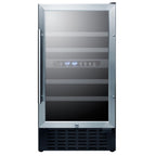 Summit 18″ ADA Compliant Dual Zone Built-In Wine Cooler – 28 Bottle - Front View of the cooler empty inside