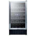 Summit 18″ ADA Compliant Dual Zone Built-In Wine Cooler – 28 Bottle - Front View of the cooler loaded inside