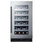 Summit 18″ Built-In Wine Cellar – 29 Bottle Under Counter Wine Cooler - Front View Closed Door Loaded Inside