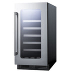 Summit 18″ Stainless Steel Built-In Wine Cellar – 29 Bottle - Front View Empty Shelves
