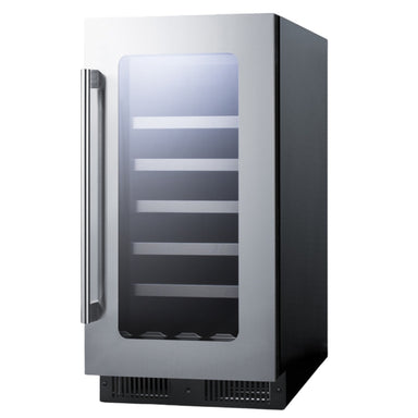 Summit 18″ Stainless Steel Built-In Wine Cellar – 29 Bottle - Front View Empty Shelves